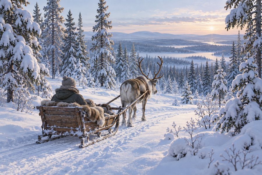 Rentierschlittenfahrt in Lappland