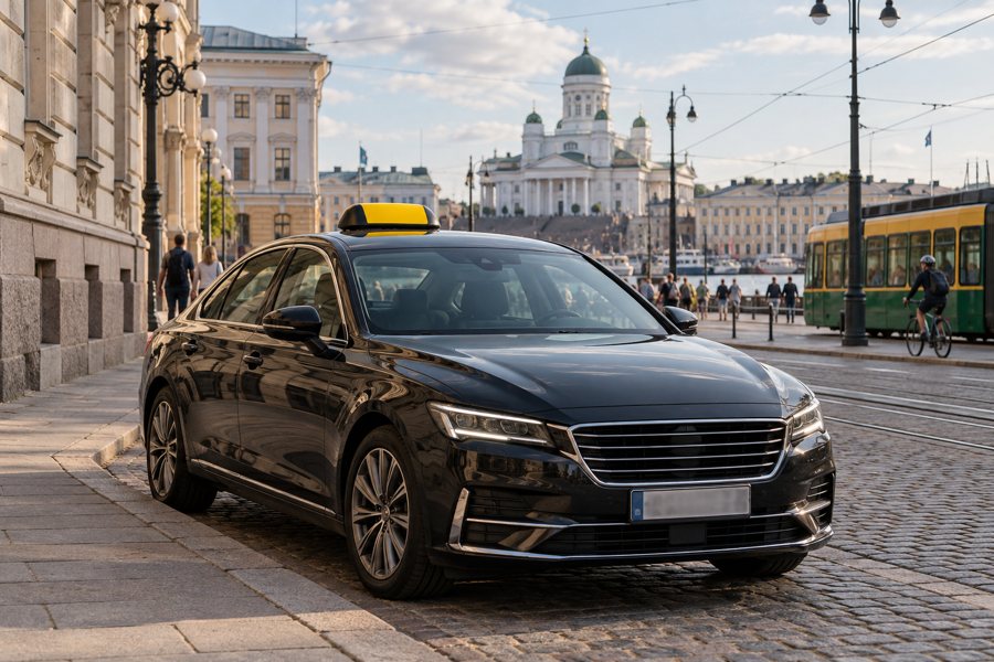 Taxi an einer Straße in Helsinki