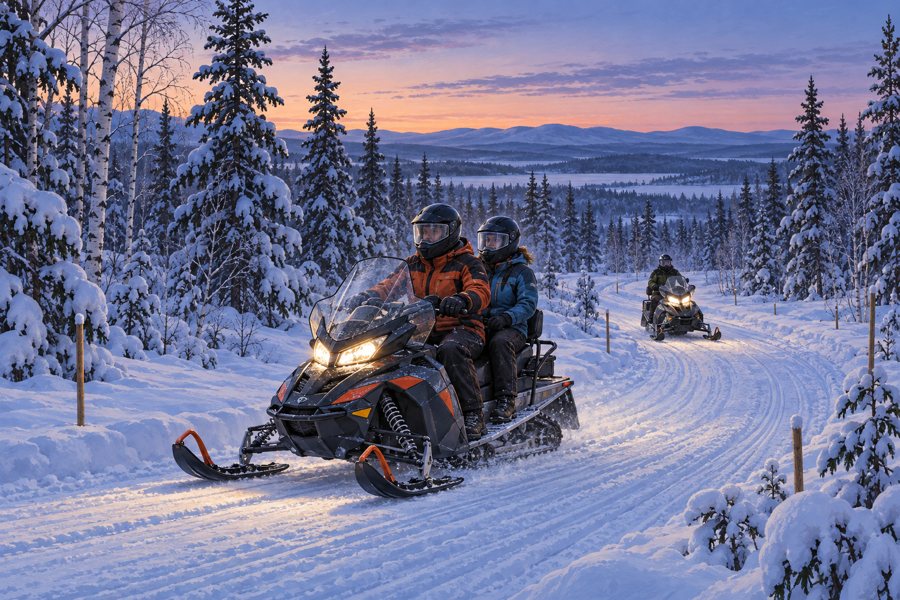 Symbolische Schneemobil-Safari in Lappland