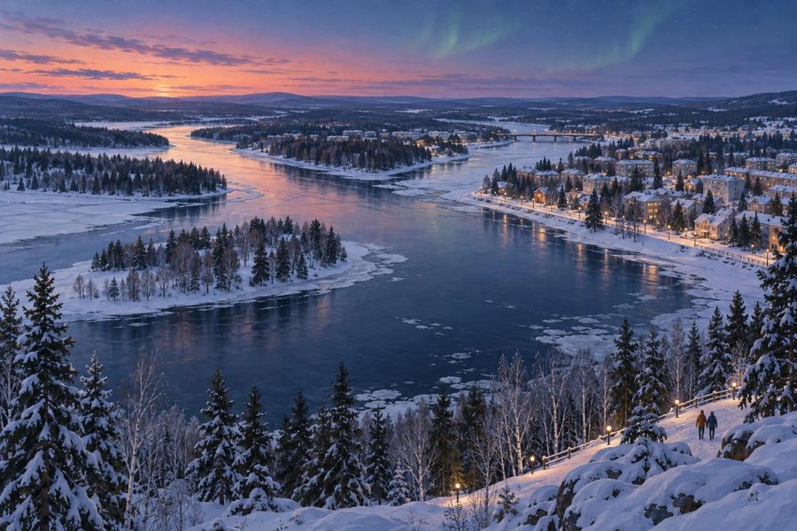 Rovaniemi im winterlichen Zwielicht
