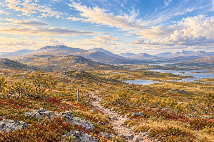 Symbolische Tundralandschaft in Lappland