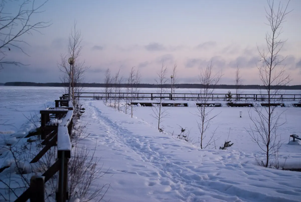 Winterlandschaft an einem finnischen See